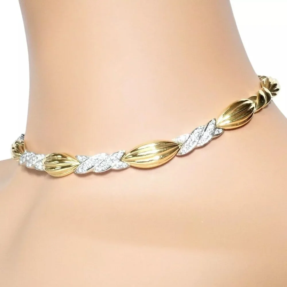 Authentic! Tiffany & Co 18k Yellow + White Gold 4ct Diamond Candy Necklace